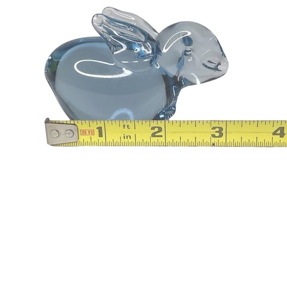 Unsigned small 3”  blue blown art glass bunny paperweight polished pontil bottom - Picture 4 of 4